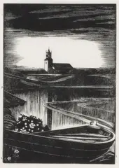 Distant View of St. Andrew’s Church 1850 by Walter J. Phillips, wood engraving on paper, sold Jun 2025