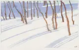 The Red River in Winter by Walter J. Phillips, colour woodcut on paper, sold Jun 2025