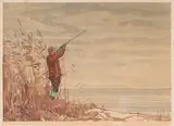 The Duck Hunter by Walter J. Phillips, colour woodcut on paper, sold Jun 2025