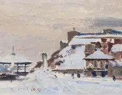 Dufferin Terrace, Québec by Robert Pilot, oil on board, sold May 2025