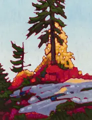 Seymour Mountain Pines by Nicholas J. Bott, oil on board, sold May 2025