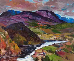 Rivière Noire, St. Simeon by Bruno Cote, oil on board, sold May 2025