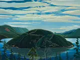 Island In The Middle Of The Lake (Copper Island) by Donald M. Flather, oil on board, sold May 2025