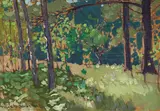 Woodland Glade, Manitoba by Frank Hans Johnston, 1923, oil on board, sold May 2025