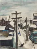 Old Town Vancouver by Jack Shadbolt, 1942, pastel on paper, sold May 2025