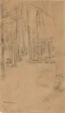 Buchenallee bei Kösen by Max Liebermann, 1889, Bleistift auf braunem Papier, sold Nov 2019