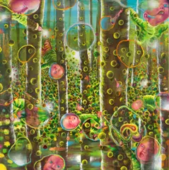 Paintball grün by Armin Boehm, 2001, Öl und Lack auf Leinwand, sold Nov 2019