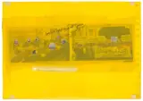 From waiting blue to lingering yellow (or vice versa)_no.4 by Mounira Al Solh, 2010, Aquarell, Tusche, Bleistift, Kugelschreiber, Acryl, Klebeband und transparentes Papier collagiert auf gelochtem Papier, sold Jun 2021