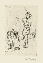 Kinder und Straßenmusikant by Emil Nolde, 1909, Radierung auf Velin, sold Jun 2022