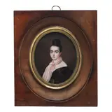 Portrait Miniature of a Lady by Jean Pierre Feulard, Watercolor on organic wafer, sold Sep 2026