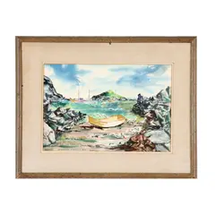 Summer Harbor with Seagulls by William Lester Stevens, Watercolor on paper laid on board, sold Sep 2026
