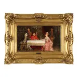 Visit to the Cardinal by Juan Pablo Salinas Teruel, Oil on hardwood panel with Giosi Roma brand mark, sold Sep 2026
