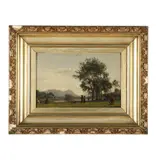 River Landscape with Figures and Cattle by Karl Girardet, Oil on canvas laid on hard board, sold Sep 2026