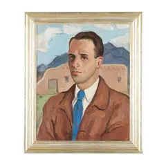 Portrait of a Young Man with Southwest Landscape by Philip Moose, Oil on canvas, sold Sep 2026
