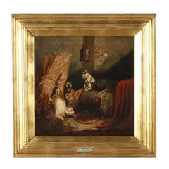 Four Terriers Ratting by George Armfield, Oil on canvas, sold Aug 2026
