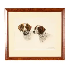 Two Brittany Spaniels by Léon Danchin, Hand-colored print, sold Aug 2026