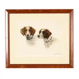 Two Brittany Spaniels by Léon Danchin, Hand-colored print, sold Aug 2026