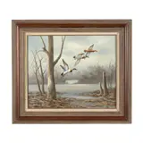 Mallards in Flight by M. P. Elliott, Oil on canvas, sold Aug 2026