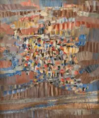 Composition by Jacques Germain, Huile sur toile, sold Oct 2022