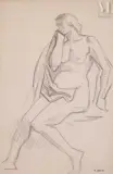 Etude de femme assise au drapé by André Lhote, Crayon sur papier, sold Jun 2022