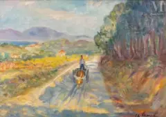 La Charrette sur la route du Pinet, vers 1940-1942 by Charles Camoin, Huile sur toile, sold Jun 2022