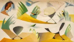Femme aux oiseaux by Léopold Survage, 1959, Huile sur toile d'origine, sold Jun 2022