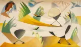 Femme aux oiseaux by Léopold Survage, 1959, Huile sur toile d'origine, sold Jun 2022