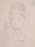 Etude de costume féminin by Léonard-Tsuguharu Foujita, Crayon sur papier, sold Jun 2022