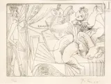 Raphaël et la Fornarina XXII: Michel Ange sous le lit, entre Aldo Crommelynck by Pablo Picasso, Gravure de la série des, sold Jun 2022