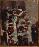 Composition by Paul Kallos, 1960, Huile sur toile, sold Jun 2022