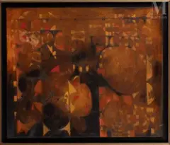 Composition by Joe Downing, Huile sur toile, sold Jun 2022