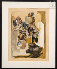 Composition by Jacques Doucet, 1959, Gouache et collage sur carton, sold Jun 2022