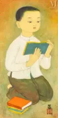 L'enfant studieux by Mai Trung Thu, 1976, Encre et aquarelle sur soie, sold Jun 2022