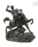 Thésée combattant le centaure Biénor by Antoine-Louis Barye, Bronze à patine brun vert H :, sold Jun 2022