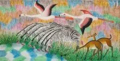 Lieu de rencontre by Pilipili Mulongoy, Huile sur toile, sold May 2022