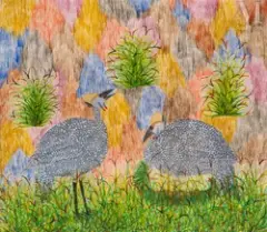 Maternité du couple des pintades by Pilipili Mulongoy, Huile sur toile, sold May 2022