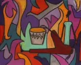 Sans titre by François Iloki, Huile sur isorel, sold May 2022