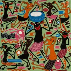 Composition by George Lilanga, Acrylique sur toile, sold May 2022