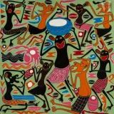 Composition by George Lilanga, Acrylique sur toile, sold May 2022