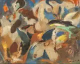 Personnages by Ludwig Klimek, Huile sur papier marouflé sur toile, sold May 2022