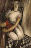 Jeune femme au violon by Valentine Prax, Huile sur toile, sold May 2022