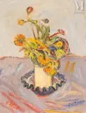Bouquet de fleurs by Maurice Blond, Huile sur toile, sold May 2022