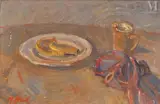 Composition aux bananes et pichet by Maurice Blond, Huile sur toile, sold May 2022