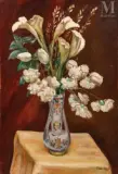 Bouquet d'arums et tulipes by Abraham Wenbaum, Huile sur toile, sold May 2022