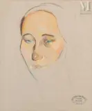 Esquisse du visage de Nadia Léger by Henryk Berlewi, Pastel sur papier, sold May 2022