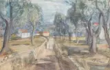 Promenade dans le chemin provençal by Stanislas Grabowski, Aquarelle sur papier, sold May 2022