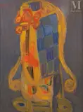 Fauteuil au violon et damier by Maurice Blond, Huile sur isorel, sold May 2022