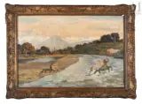 L' enlèvement de Déjanire by Émile-René Ménard, Huile sur toile d'origine, sold Apr 2022