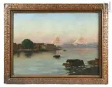 Les pyramides le matin by Émile-René Ménard, Huile sur toile d'origine, sold Apr 2022