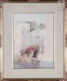 Rue et bougainvillées by Victor Sarfati, Aquarelle, sold Apr 2022